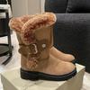 Womens Snow Boots Padded Elegant With Medium Heels Plus Warm Shoes for Women Winter 2025 Demi-season Spring on Slip Hot Fashion
