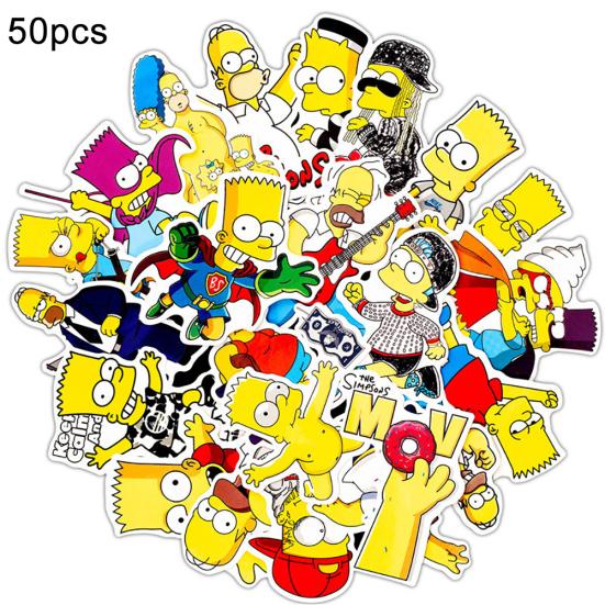 50Pcs Cartoon Simpon PVC Waterproof Luggage Skateboard Laptop Graffiti Stickers