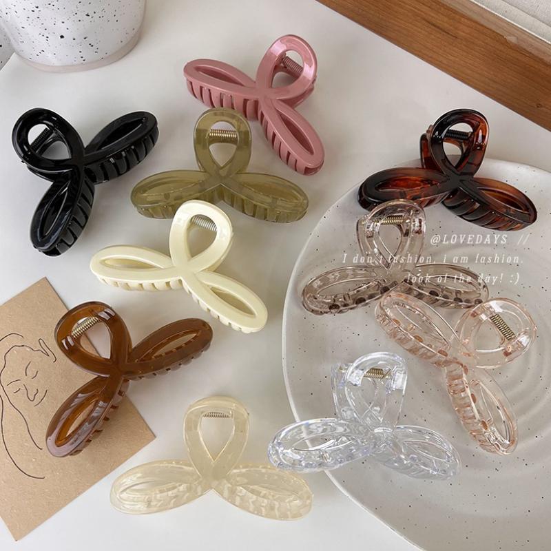 UXSL New Bow Sweet Acrylic Hair Claw Shark Clips Jelly Color Grab Clip Womens Girls Elegant Hairpins Fashion Versatile Headdress