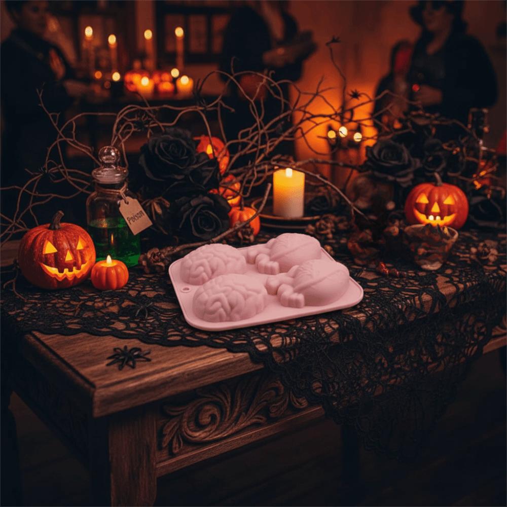 Hitzebeständige Halloween Herz Gehirn Backform Silikon Eiswürfelform Cupcake Kuchenform Pudding