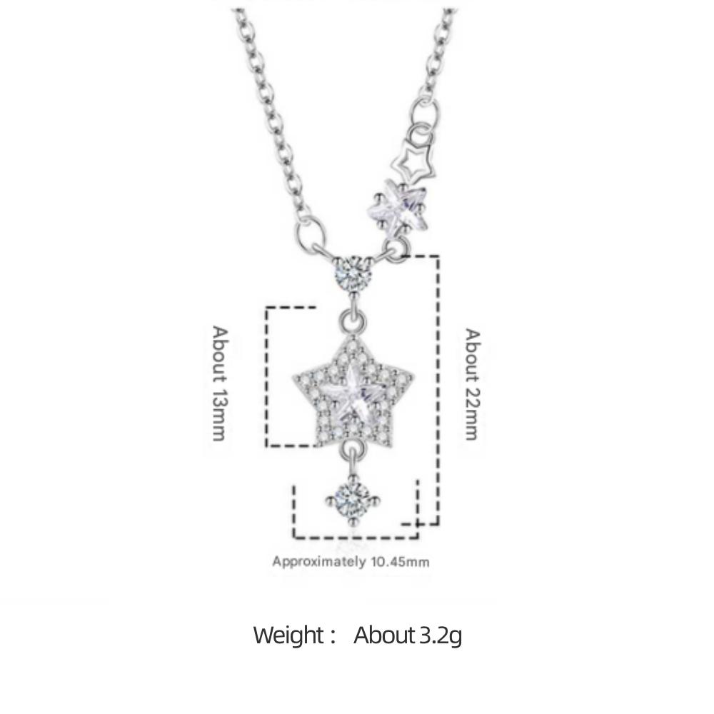 925 Sterling Silver Fashion Light Luxury Star Tassel Zircon Pendant Necklace Birthday Party Anniversary Gift