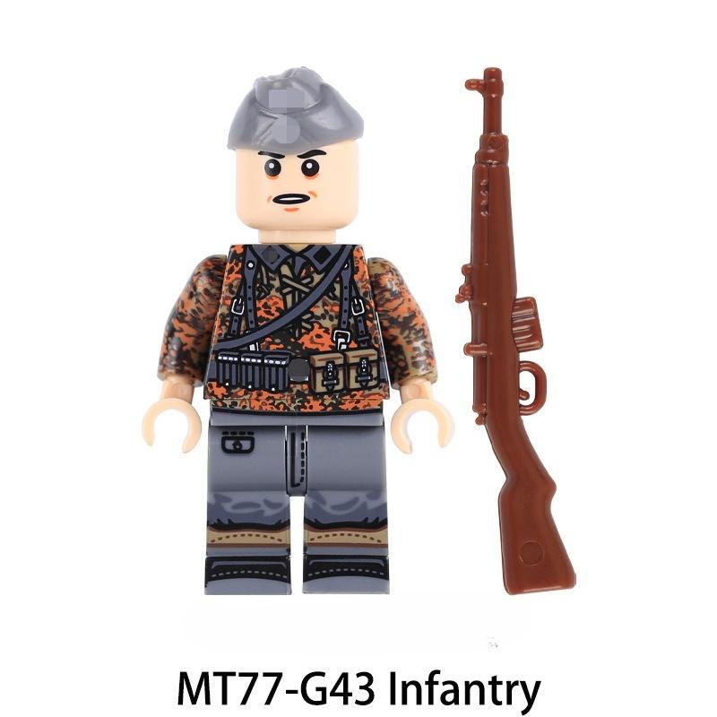 Soldats de l'Armée de la Seconde Guerre Mondiale Blocs de Construction Camouflage Automne Chêne Militaire Officier Sergent Tireur d'élite Chapeau de Champ d'Infanterie Briques Jouets