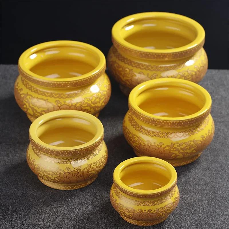 Chinese Traditional Ceramic Incense Burner Ornaments Guanyin Worship Incense Burner Decoration Feng Shui Buddha Hall Supplies