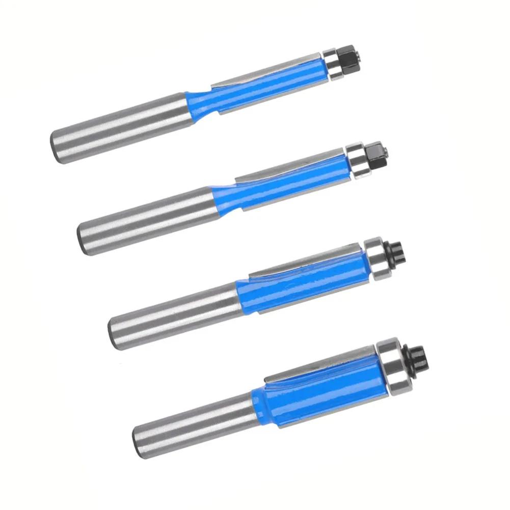 1/4PCS 8MM Shank Double Bearing Flush Trim Bit Router Bit Woodworking Milling Cutter For Wood Bit Face Mill For CNC Woodworking
