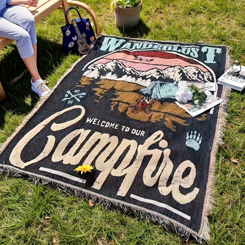 

Boho Picnic Blanket - All-Weather Outdoor & Indoor Mat, Sofa Throw, Beach & Camping Essential. Durable & Stylish! 90 x 90cm чорний