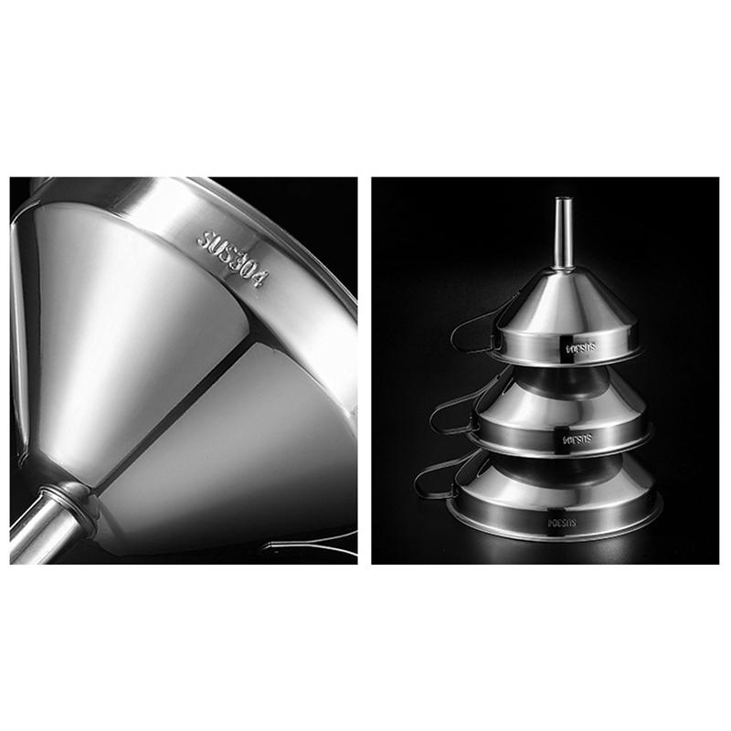 Kaufe Edelstahl Trichter Küche Öl Flüssigkeit Trichter Metalltrichter mit abnehmbarem Filter Weithalstrichter zum Einmachen Küchenwerkzeuge zum Preis ab 3.4