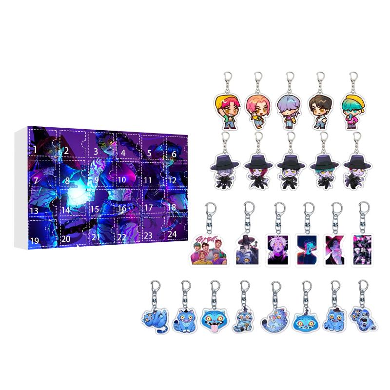 Kpop Caçadores de Demônios Caixa Surpresa Caixa Misteriosa 24 Dias Contagem Regressiva de Natal Calendário do Advento Chaveiro Pingente de Bolsa Presente de Festival
