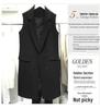 Korean Style Plus Size Mid-Length Lapel Vest for Women