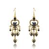 Bohemian Drop Dangle Heart Earrings For Women Vintage Rhinestone Acrylic Gold Color Ethnic Boho Jewelry Earings Pendientes Mujer