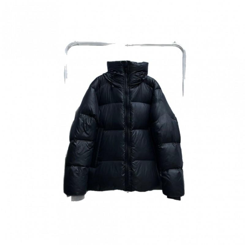 Oversized Puffer Jacket With Hood Down Fill Winter Coat Men Women - Warm Thick Short Parka In Black Navy