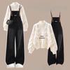 Winter 2025 Women's Plus Size Cable Knit Sweater & Denim Overalls Set
