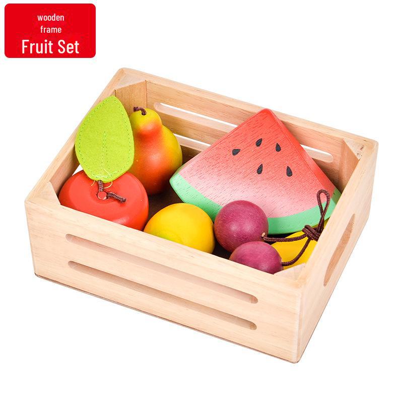 Wooden Fruit & Vegetable Kitchen Playset for Kids - Early Education Toy Set