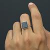 Handmade Black Onyx Statement Ring, 925 Sterling Silver Jewelry, Minimalist Rectangular Boho Gemstone Ring