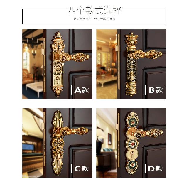 85mm All Copper Hollow Out  Mute Door Lock Indoor Wooden Door Lock Handle Lock Room Door Lock European Luxury Style Villa Lock