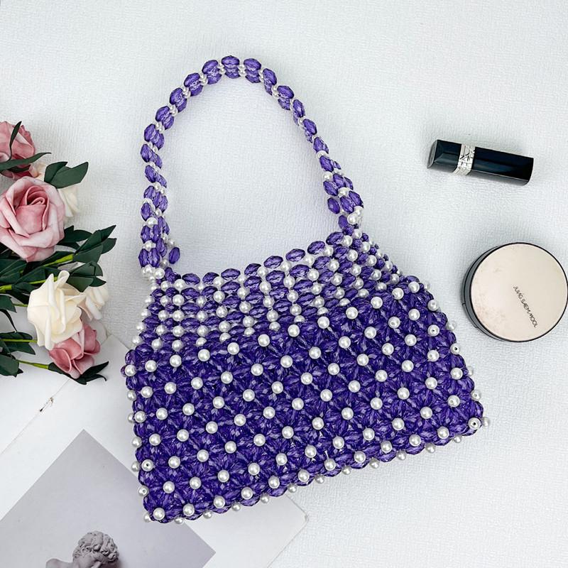 New Fashion Design Handmade Color Beaded Woven Handbags Brand High-end Party Evening Bag Luxury Fashionable Pearl Underarm Bag
