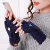 Women’s Plush Fingerless Flip Gloves Winter Soft Warm Thickened Cold Protection Anti-Wind for Student Outdoor/Write Gloves