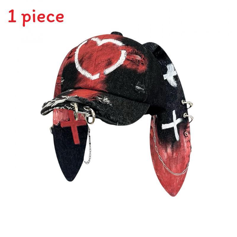 Newjeans Inspired Denim Baseball Cap With Handpainted Graffiti For Street Style And Sun Protection