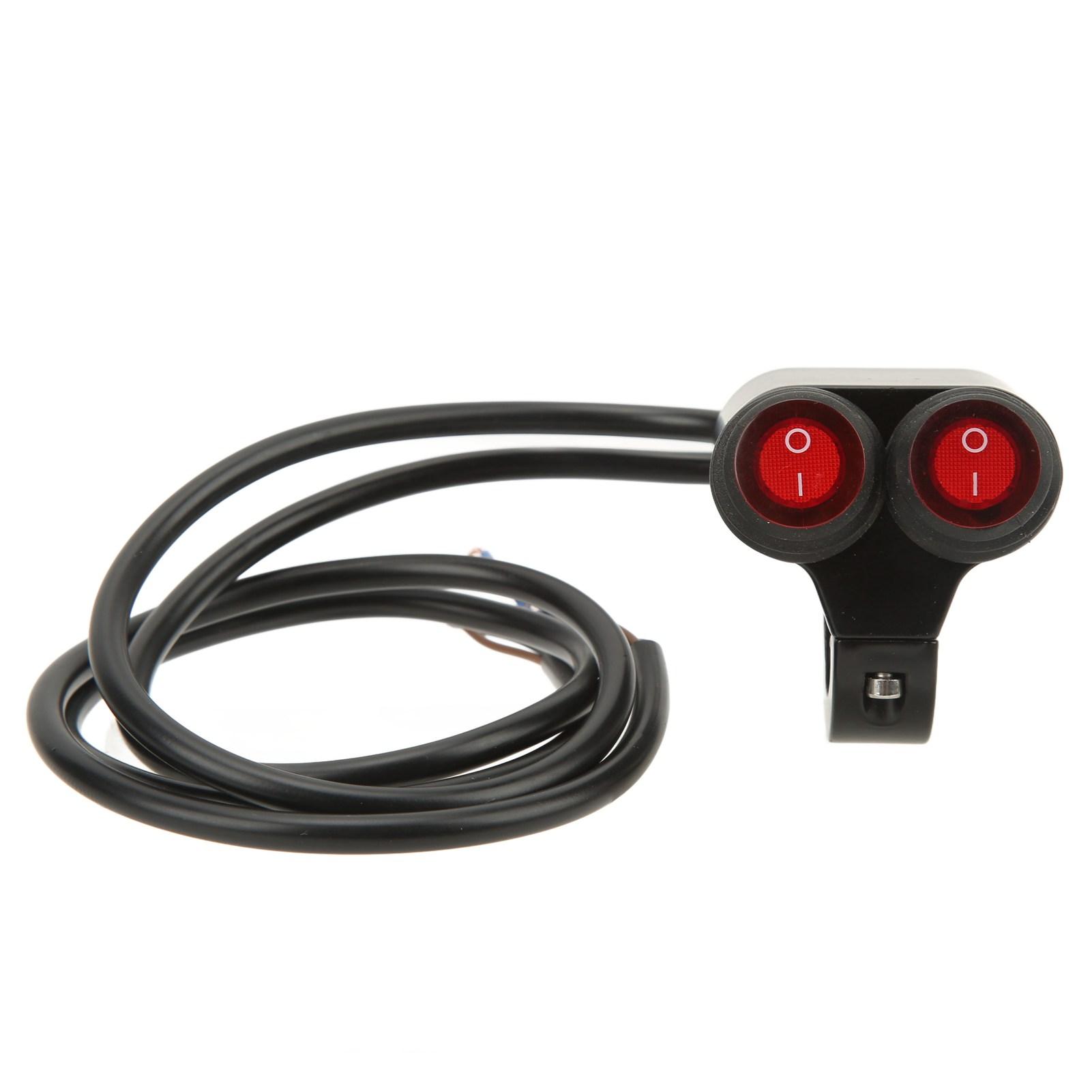 Waterproof Motorcycle Handlebar Double Control Switch Aluminum Alloy Handlebar Headlight Spotlight On Off Switch with Indicator Light