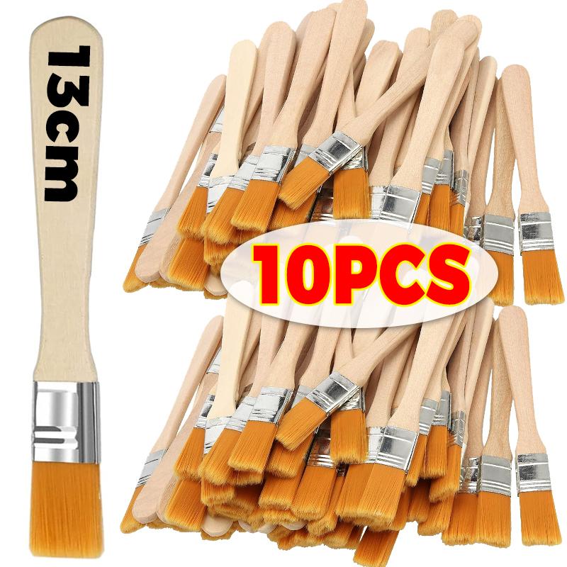 10/50pcs Wooden Handle Paint Brushes DIY Art Paintings Craft Brushes Cabinets Fences Edge Brushes Oil Honey BBQ Cooking Tools