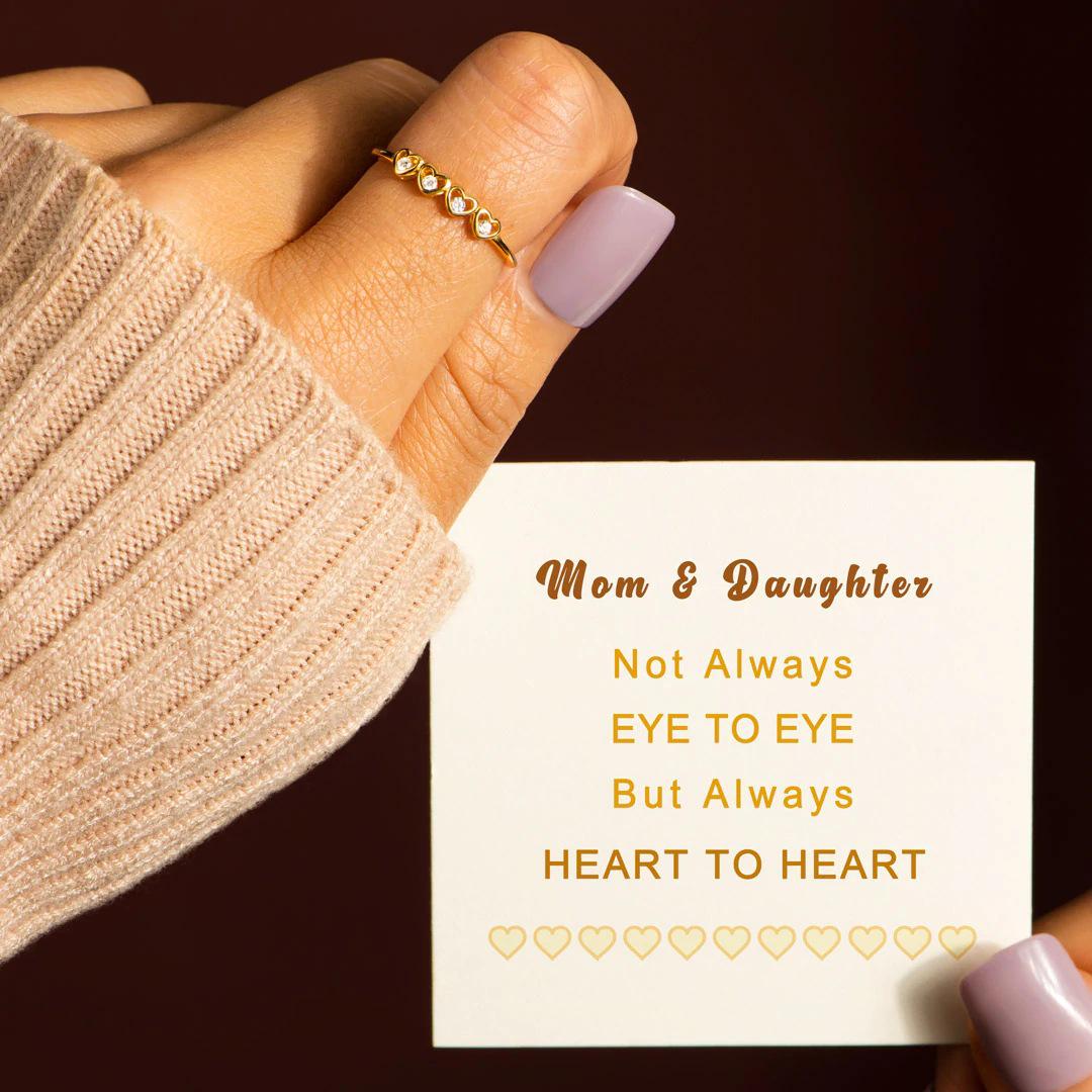 S925 Sterling Silver Heart-to-Heart Zircon Ring for Women - European & American Style Fashion Size 6