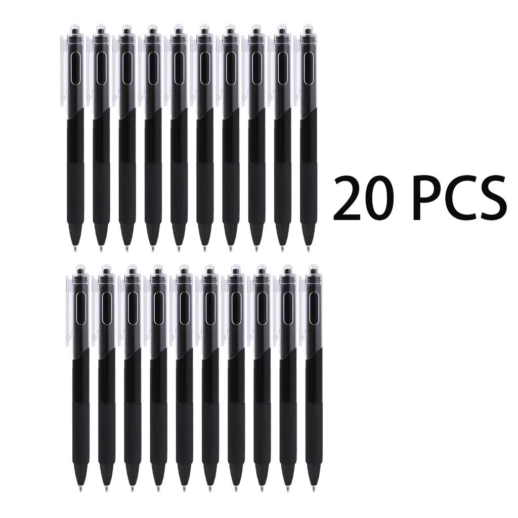20pcs of Quick-Drying Retractable Gel Pens Available in Black And White, Suitable for Office Use And Student Stationery