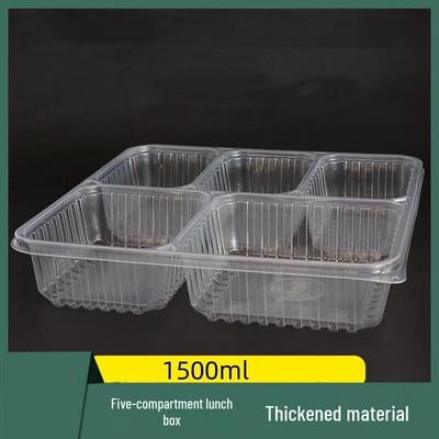 BOUSSAC 1500ml Boîtes Repas Jetables en Plastique à 5 Compartiments
