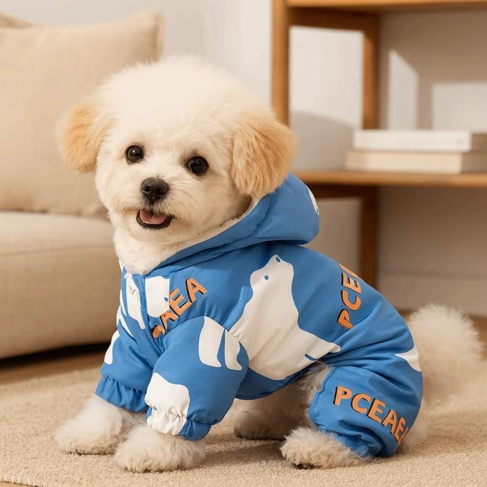 Fleece Lined Pet Outdoor Clothing Anti-Shedding Dog Bodysuit Protective Romper Winter Season