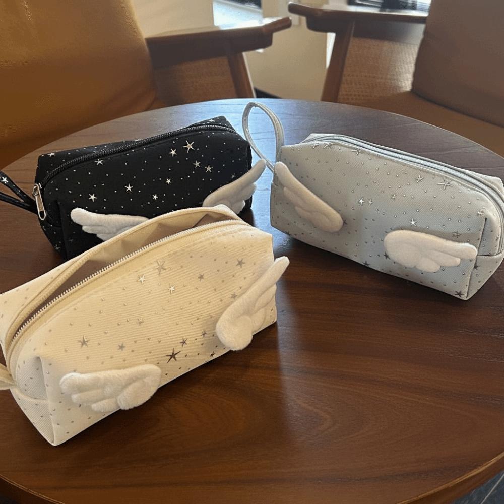 Y2k Korean Style Pen Bag Desktop Storage Pencil Pouch Wings Star Dots Pencil Case  Kids Children