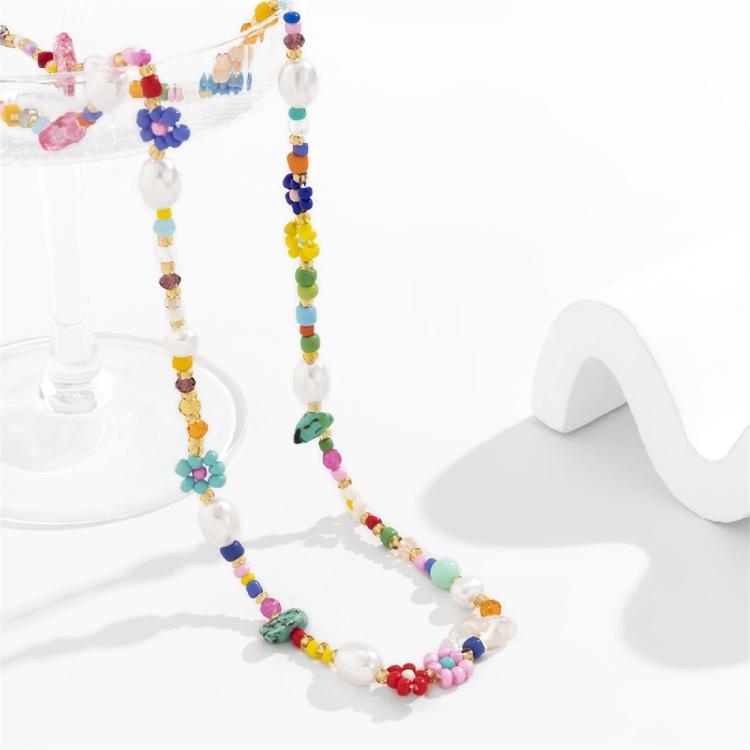 Stylish Bohemian Multicolor Beads and Imitation Pearls Choker Necklace Portable Accessory for Casual Wear