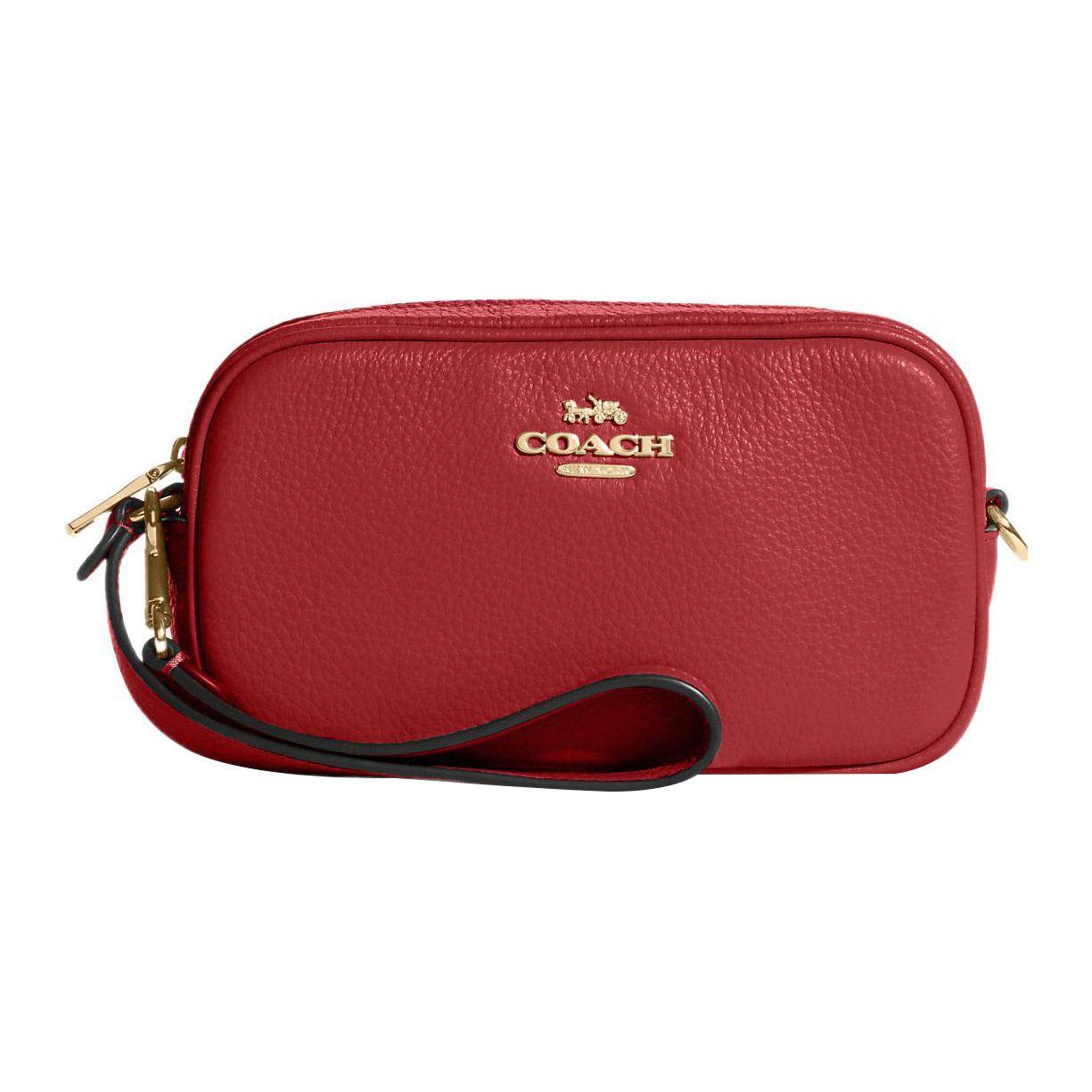 

Coach Jamie Series 18 Zipper Closure Double Card Slot Leather Wristlet Clutch Small Women clutch Red C9932-IMF8Q Basic Set (Bag+Dust Bag)