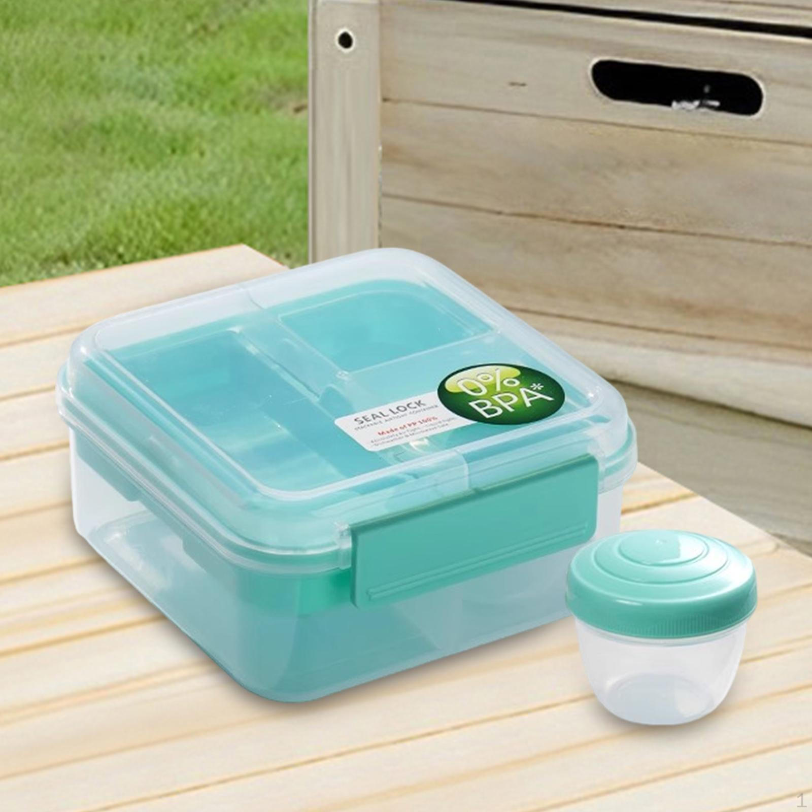 Контейнер для приготовления еды Bento Box, многоцелевой, прямоугольный, портативный, многоразовый для вечеринок в офисе green 1250ml