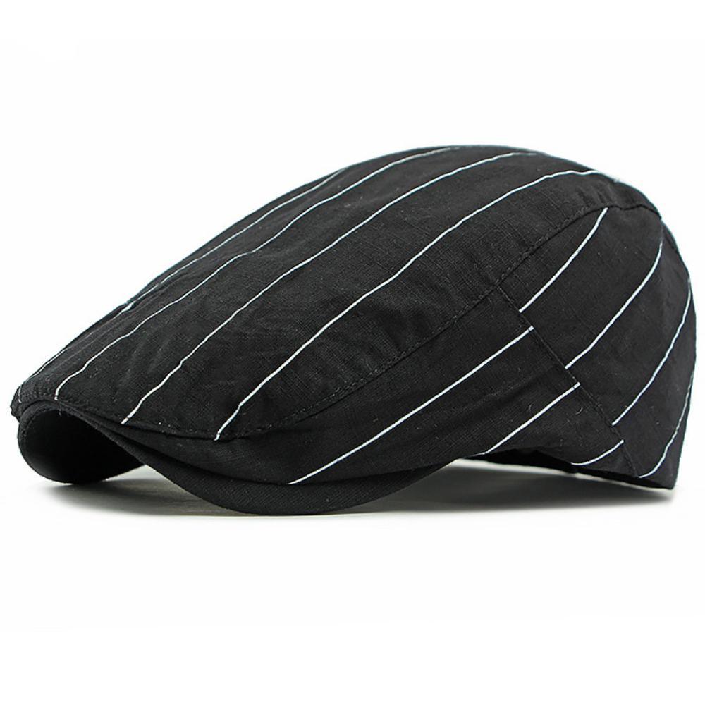 

HT5058 Mens Berets Women Spring Summer Sun Cap Artist Painter Beret Hat Male Female Ivy Flat Cap Adjustable Striped Beret Caps 55-60cm Adjustable