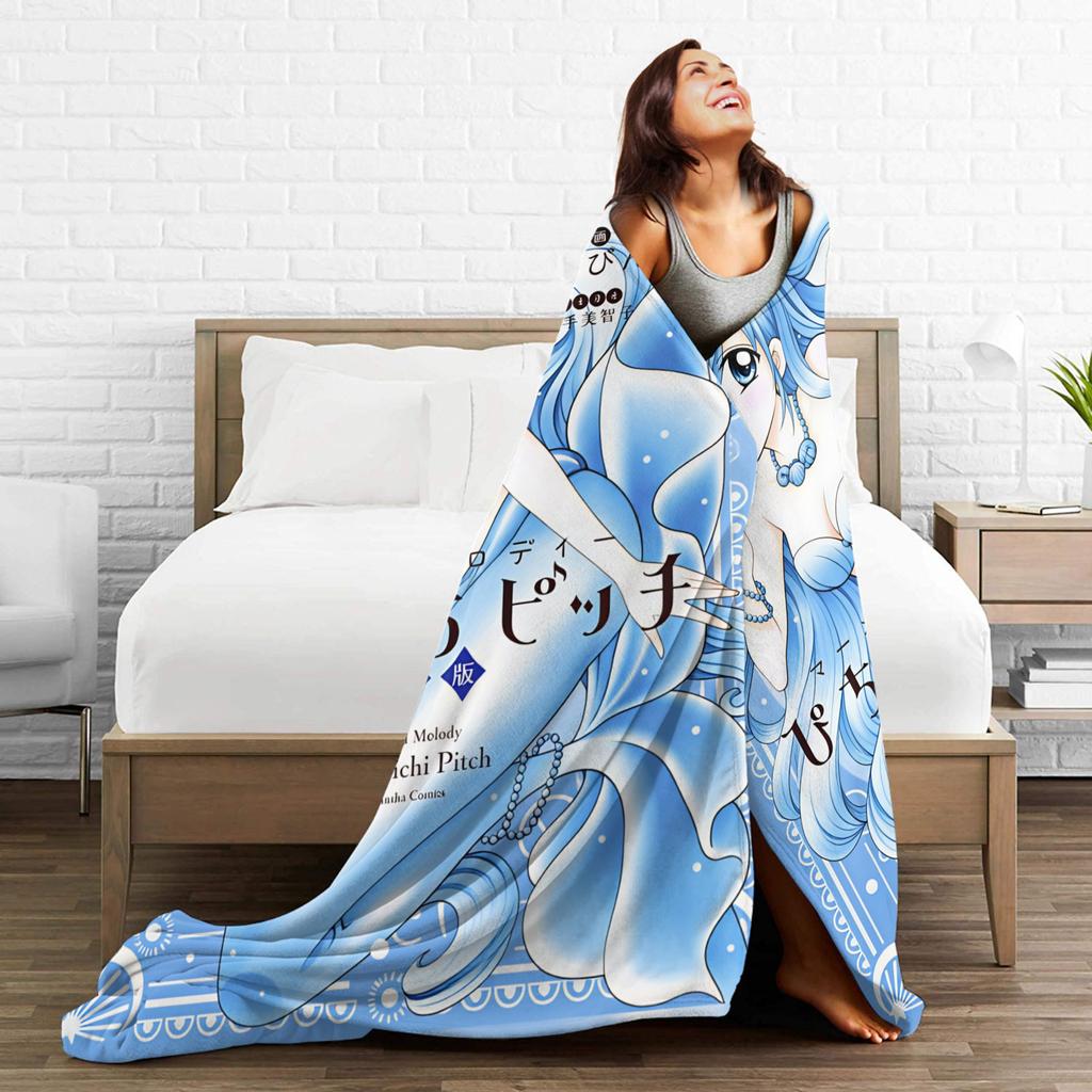 M-Mermaid Melody Pichi Pichi PitchS Soft Blankets Travel Plush Throw Blanket Funny Bedroom Flannel Bedspread Sofa Bed Cover