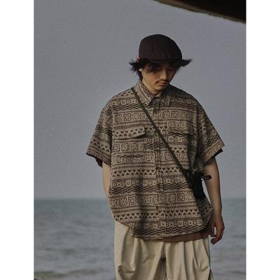 Retro Shirt Men'S Summer Outfit Hong Kong Style Student Loose And Niche Design Fun New Men'S Top For Outdoor Wear 2024