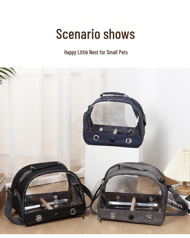Transparent Breathable Portable Parrot Carrier - Anti-Bite, Handheld & Shoulder Crossbody Bird Cage for Small/Medium Birds Outdoors