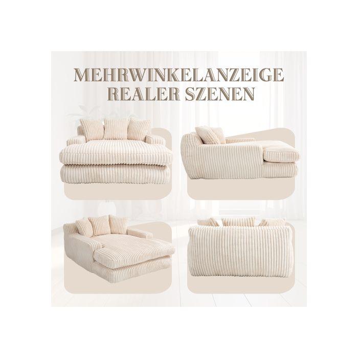 Canapé-lit - MUVOE - Moderne - Velours Côtelé - 3 Coussins - 1 Place - Beige