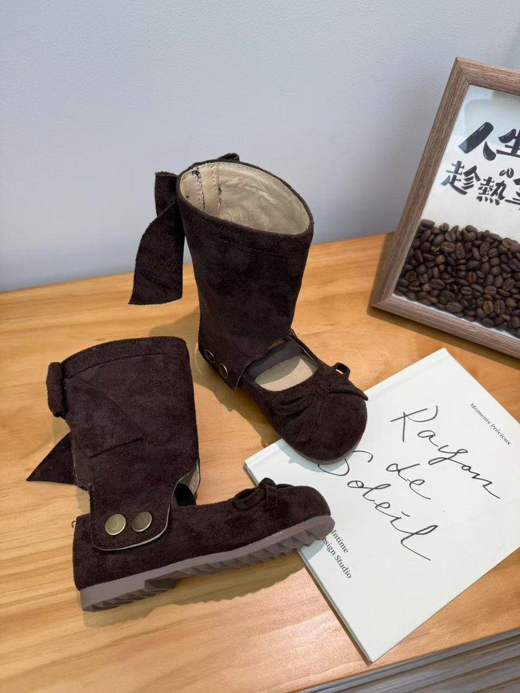 

Girls medium boots 2025 autumn one shoe two wear removable little girl bow ballet single shoes children s boots 34 yards inner length 20.0cm кофейный