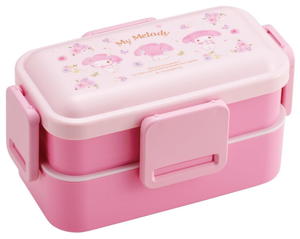 Skater Bento Fluffy Made In Sanrio My Pastel Vivid Watercolor Floral Box, Serving, Two-Tier, 600ml, Japan, Melody, Print, Girl's PFLW4-A