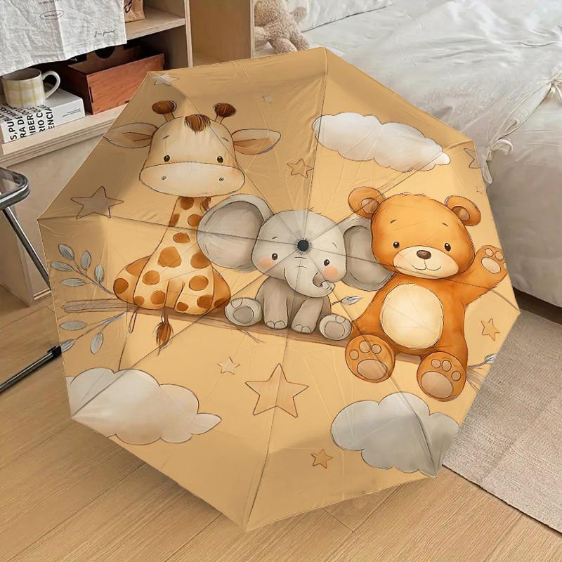 1PC Giraffe Elephant Umbrella-8-Rib Reinforced Portable Folding Travel Suitable for All Seasons Outdoor Daily Use-J379