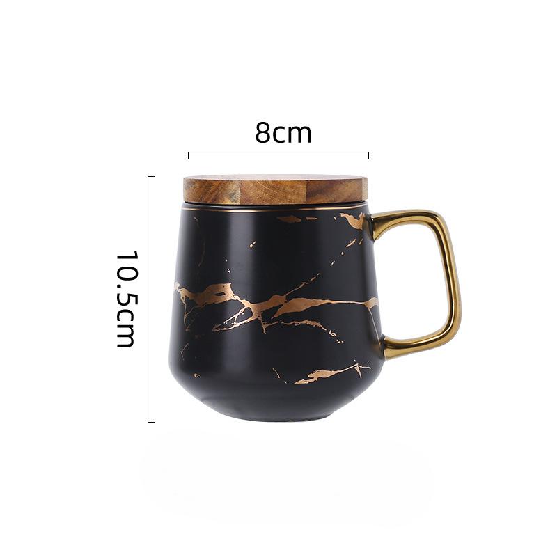 

Керамическая кофейная кружка с текстурой из скандинавского мрамора, креативная кружка для офиса и дома с крышкой, набор кофейных чашек для парного послеобеденного чая, праздничный подарок 301-400ml