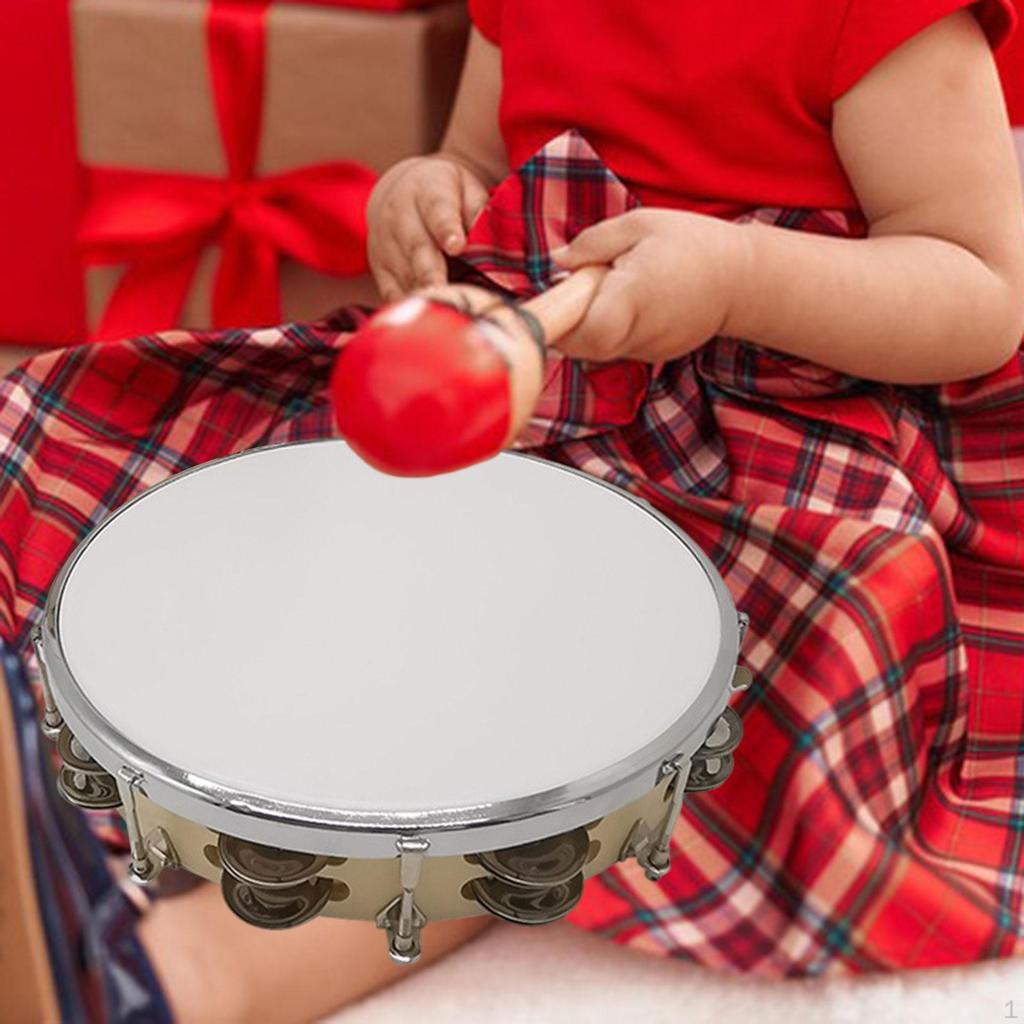 Tambourine Hand Drum, Percussion Instrument Gift, Musical Educational Toy for Dance Photo