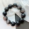 16Mm Large Particle Natural Silver Obsidian Bracelet Bracelet.