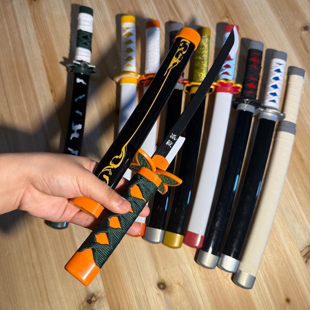 Demon Slayer: Kimetsu no Yaiba Nichirin Short Blade Anime cos Props Plastic My Wife Zenitsu Scenic Area Children's Toy Knife