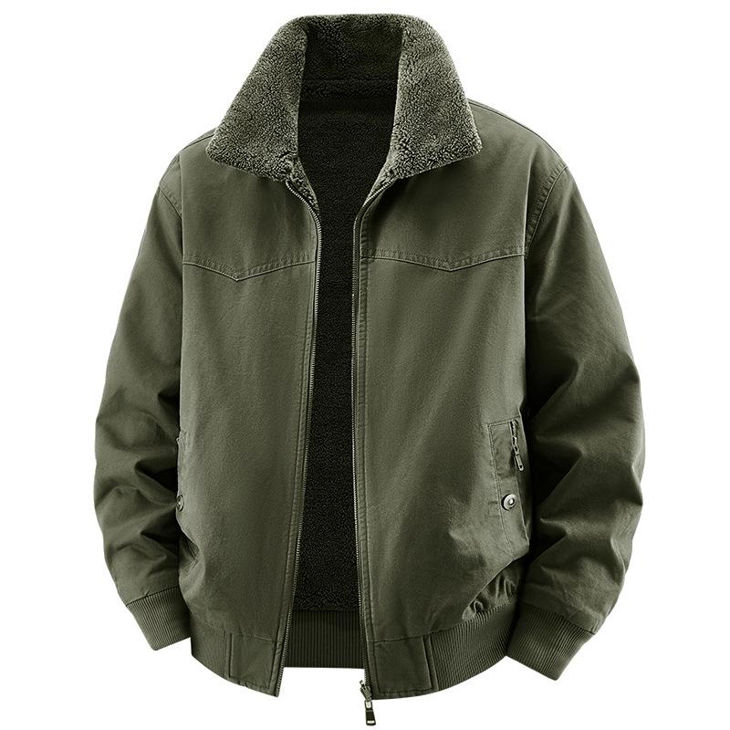 Men's Double-Sided Fur Collar Jacket - Warm, Loose, Casual Plus Velvet Coat (2519) for Autumn/Winter 2025