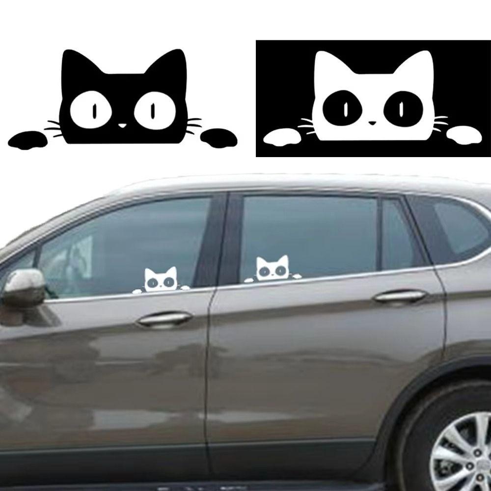 10pcs Black White Car Window Decals Cat Peeking Stickers Electric Motorcycle Stickers