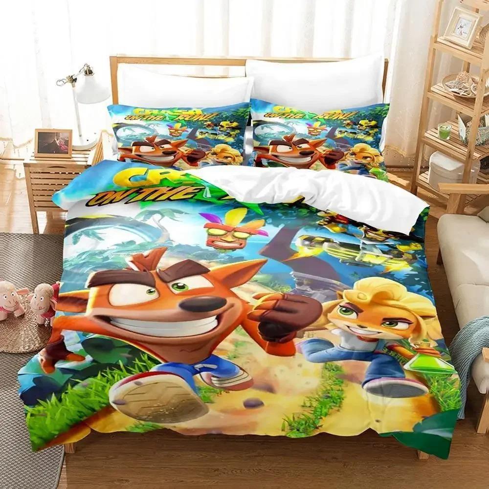 Crash Bandicoot Bed Cover Collection Single Size Single Size Full Queen Size King Size Size Bed Collection Adult Kid Bedroom Duvetcover Sets 3D