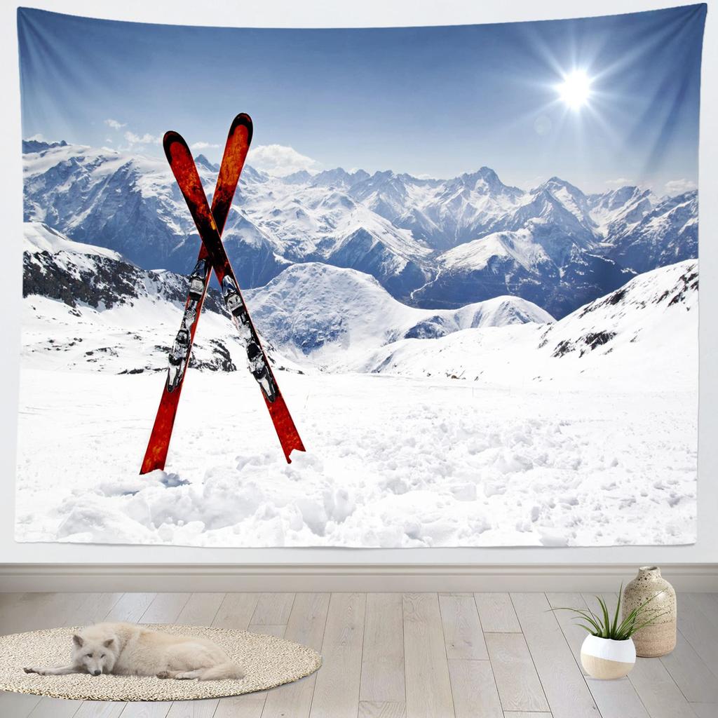 Snow Mountain Scenery Tapestry Extreme Sport Tapestry Skiing Travel Tapestry Home Living Room Dorm Bedroom Decoration Tapestries