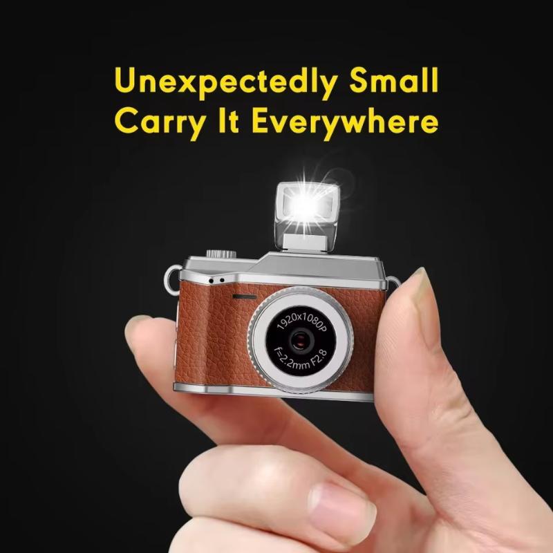 Mini Kamera do Noszenia Retro Kamera 1080P Przenośna Kamera Brelok na Zewnątrz Podróże Vlog Prezenty dla Dziewczyny Kobieta Dekoracja