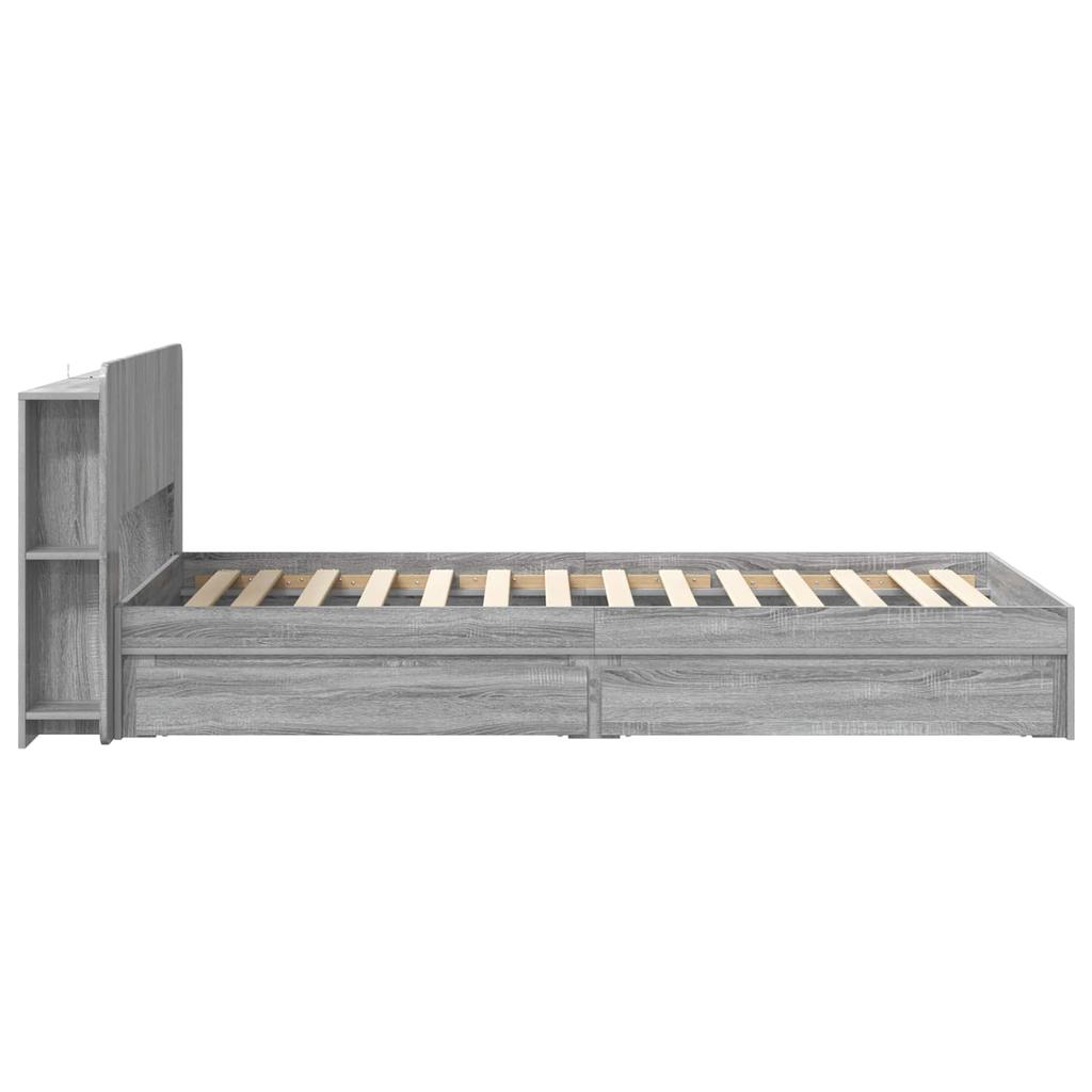 Bed Frame with Storage Space Grey Sonoma 90 x 200 cm Particleboard