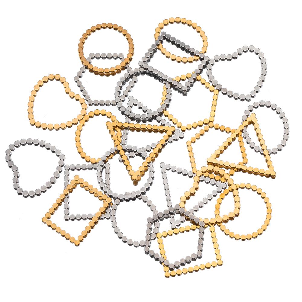 20pcs Stainless Steel Wave Frames Charms DIY Earrings Pendants Circle Drop Hexagon Blank Bezel for Resin Jewelry Making Findings